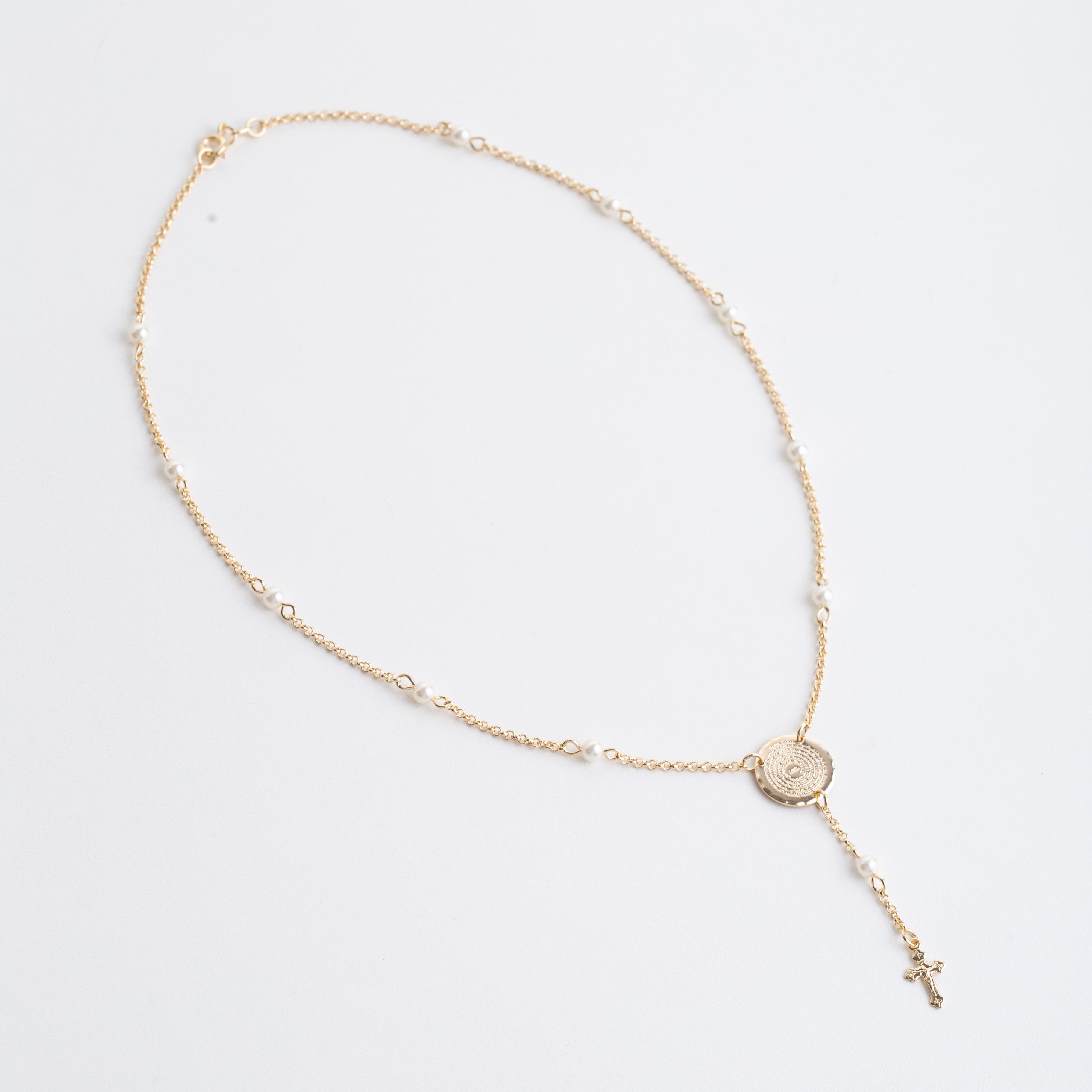 18872 18" Pearl Rosary Decade Necklace 